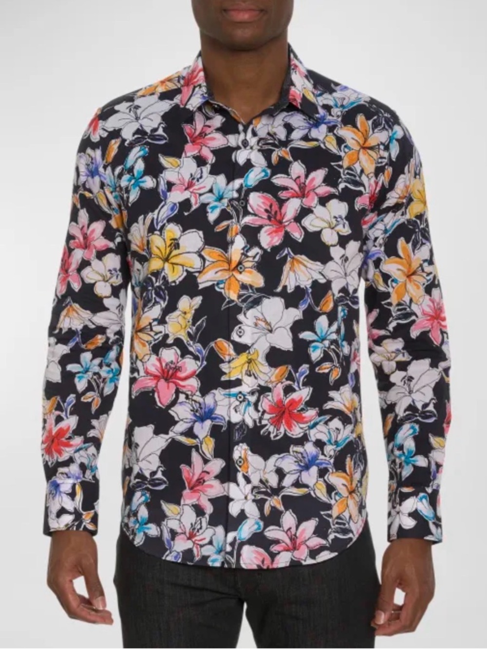 Robert Graham Oberoi Floral Long-Sleeve Shirt, Size XL, Color Black/Multi